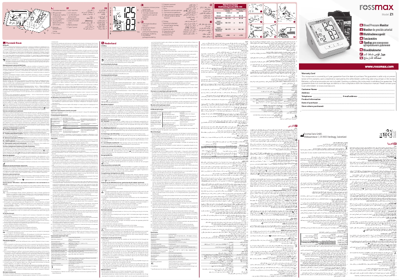 Page n°1 - Manuel utilisateur Rossmax Z1