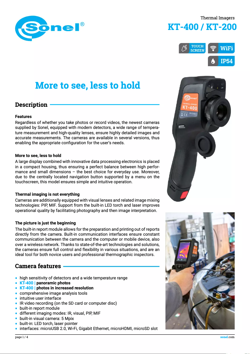 Page 1 de la notice Fiche technique Sonel KT-200