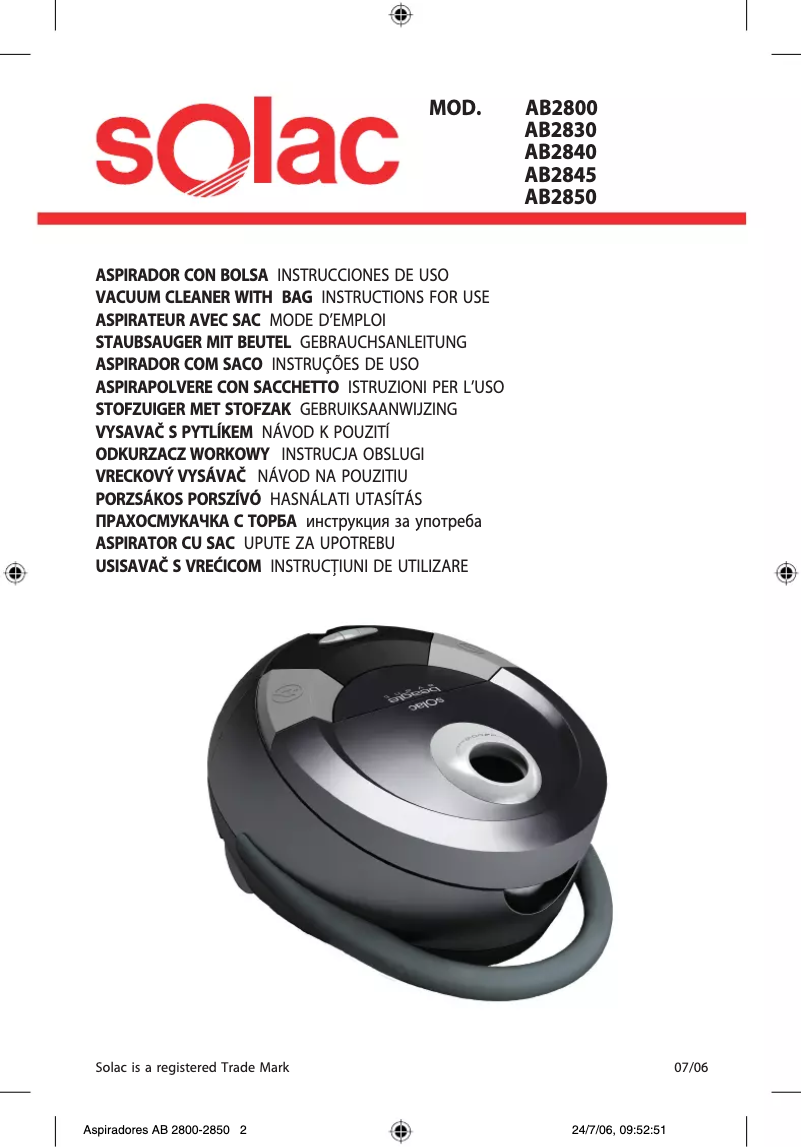 Página 1 del manual Manual de usuario Solac AB2800