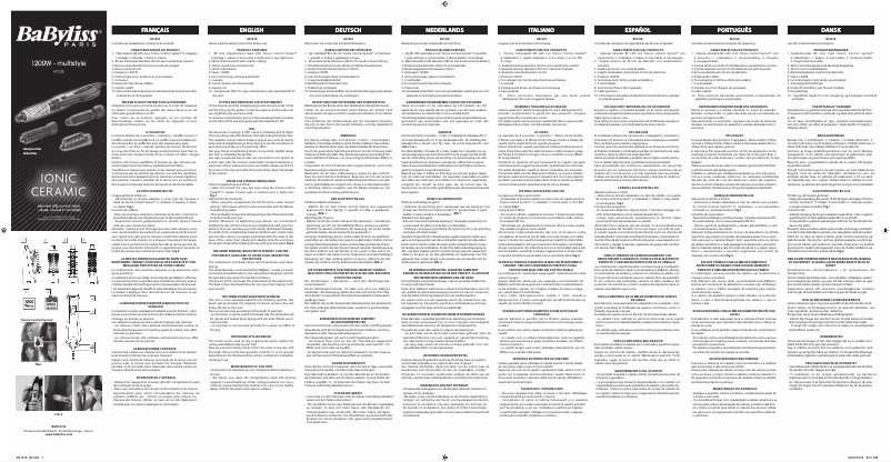 Page 1 de la notice Manuel utilisateur BaByliss AS121E