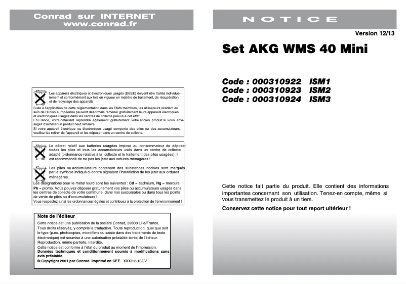 Image de la première page du manuel de l'appareil WMS 40 mini