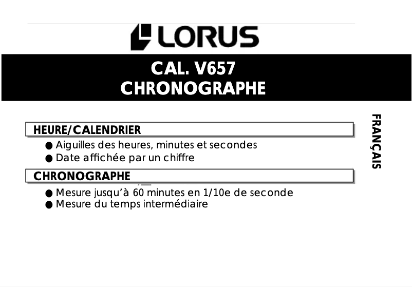 Page 1 de la notice Manuel utilisateur Lorus Sports RM301DX9