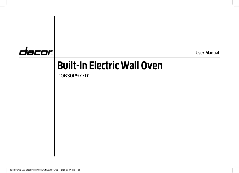 Page n°1 - Manuel utilisateur Samsung DOB30P977SS