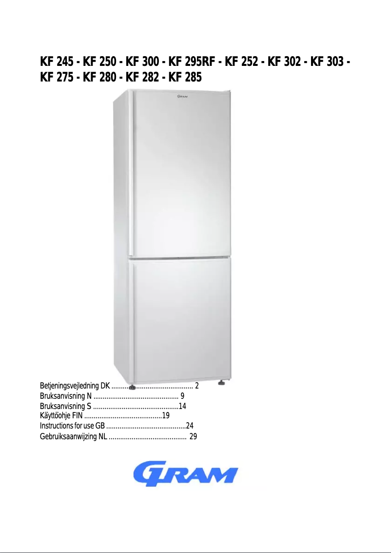 Página 1 del manual Manual de usuario Gram KF 250 W VO