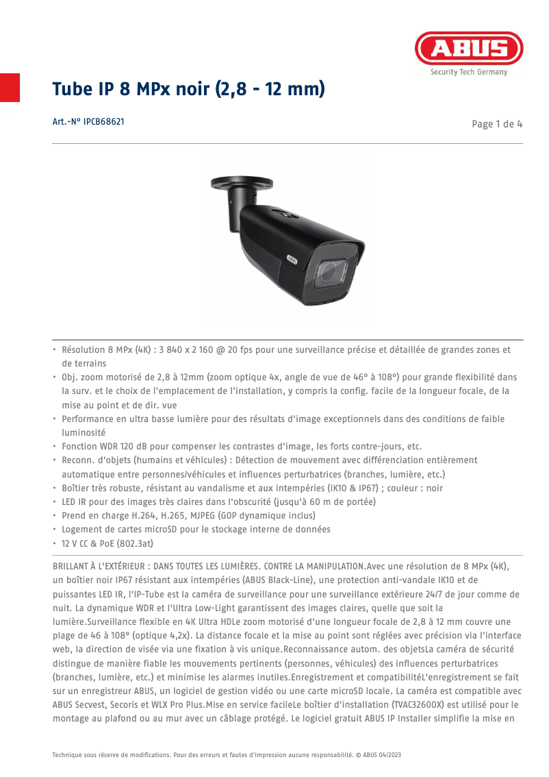 Image de la première page du manuel de l'appareil IPCB68621