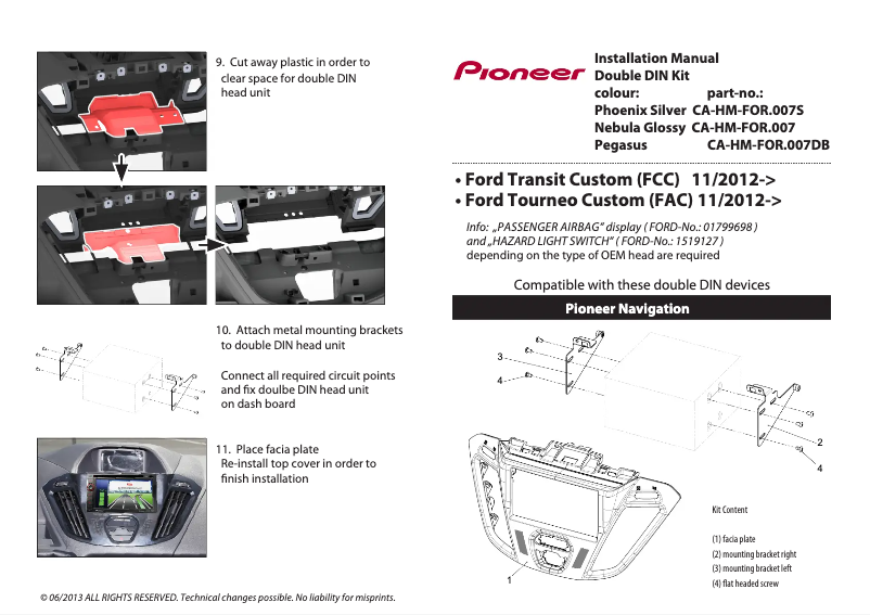 Page n°1 - Manuel utilisateur Pioneer CA-HM-FOR.007S