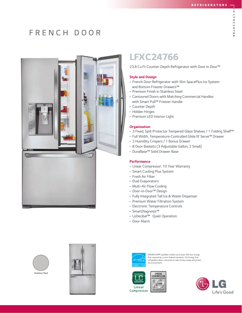 Página 1 del manual Ficha técnica LG LFXC24766S