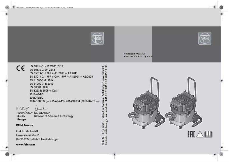 Página 1 del manual Manual de usuario Fein Dustex 35 MX