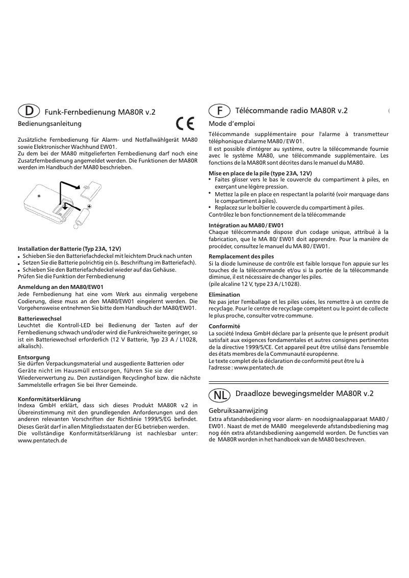 Página 1 del manual Manual de usuario Pentatech MA80R