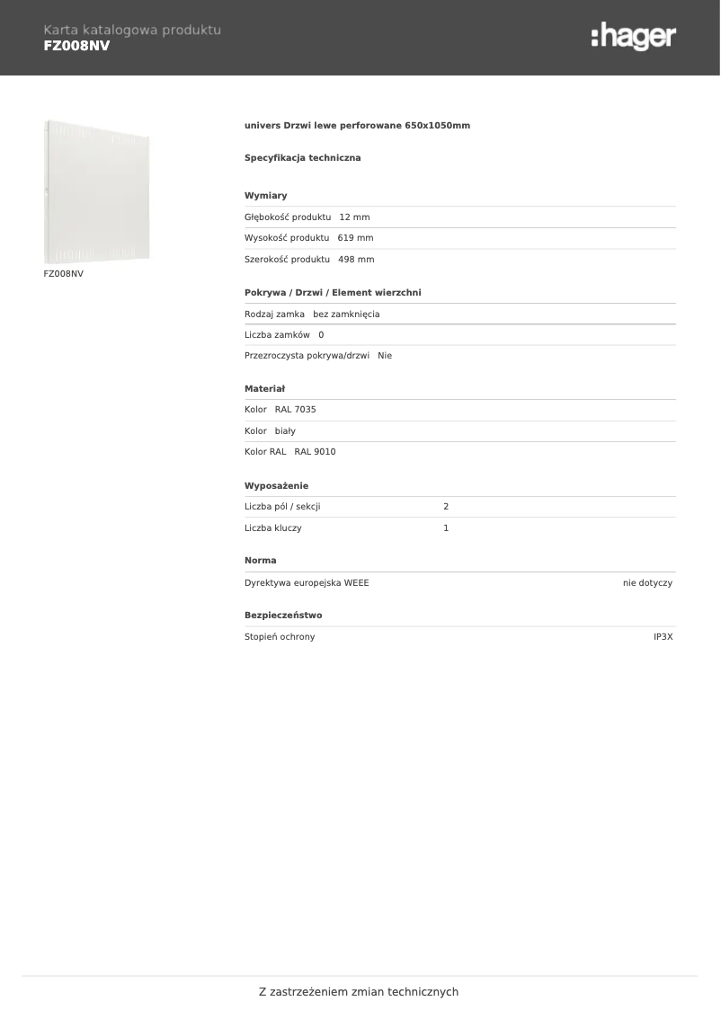 Image de la première page du manuel de l'appareil FZ008NV