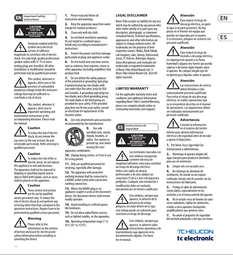 Page n°1 - Manuel utilisateur TC Helicon Powerplug 12