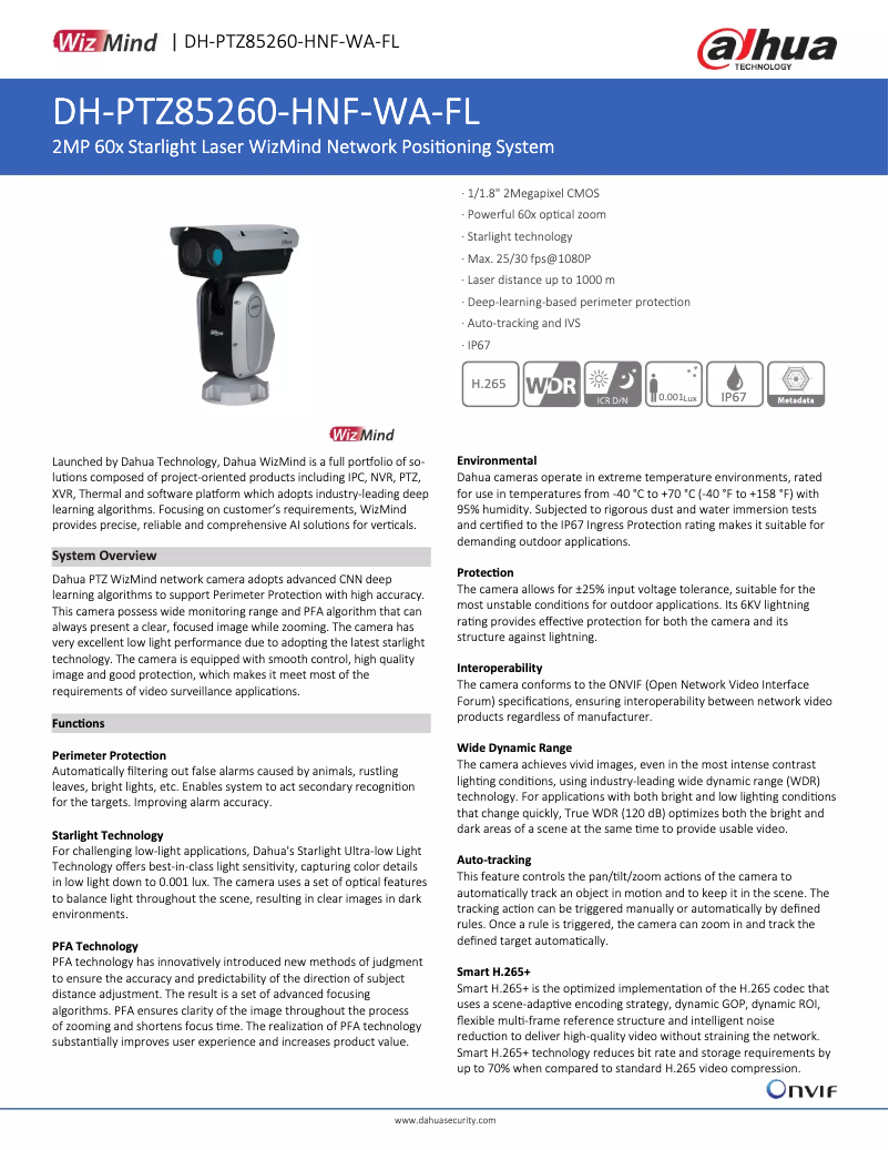 Image de la première page du manuel de l'appareil PTZ85260-HNF-WA-FL