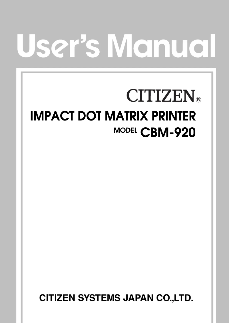 Page 1 de la notice Manuel utilisateur Citizen CBM-920