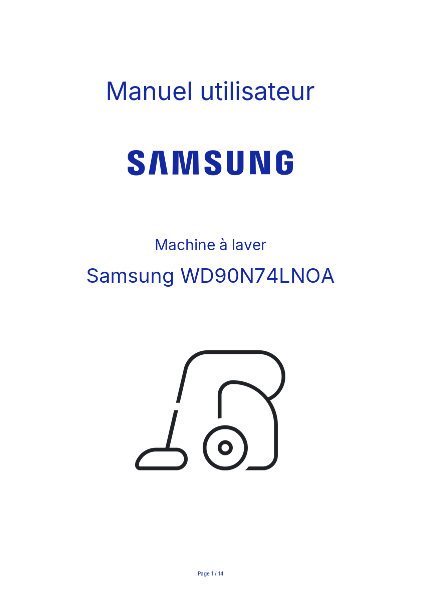 Page n°1 - Manuel utilisateur Samsung WD90N74LNOA
