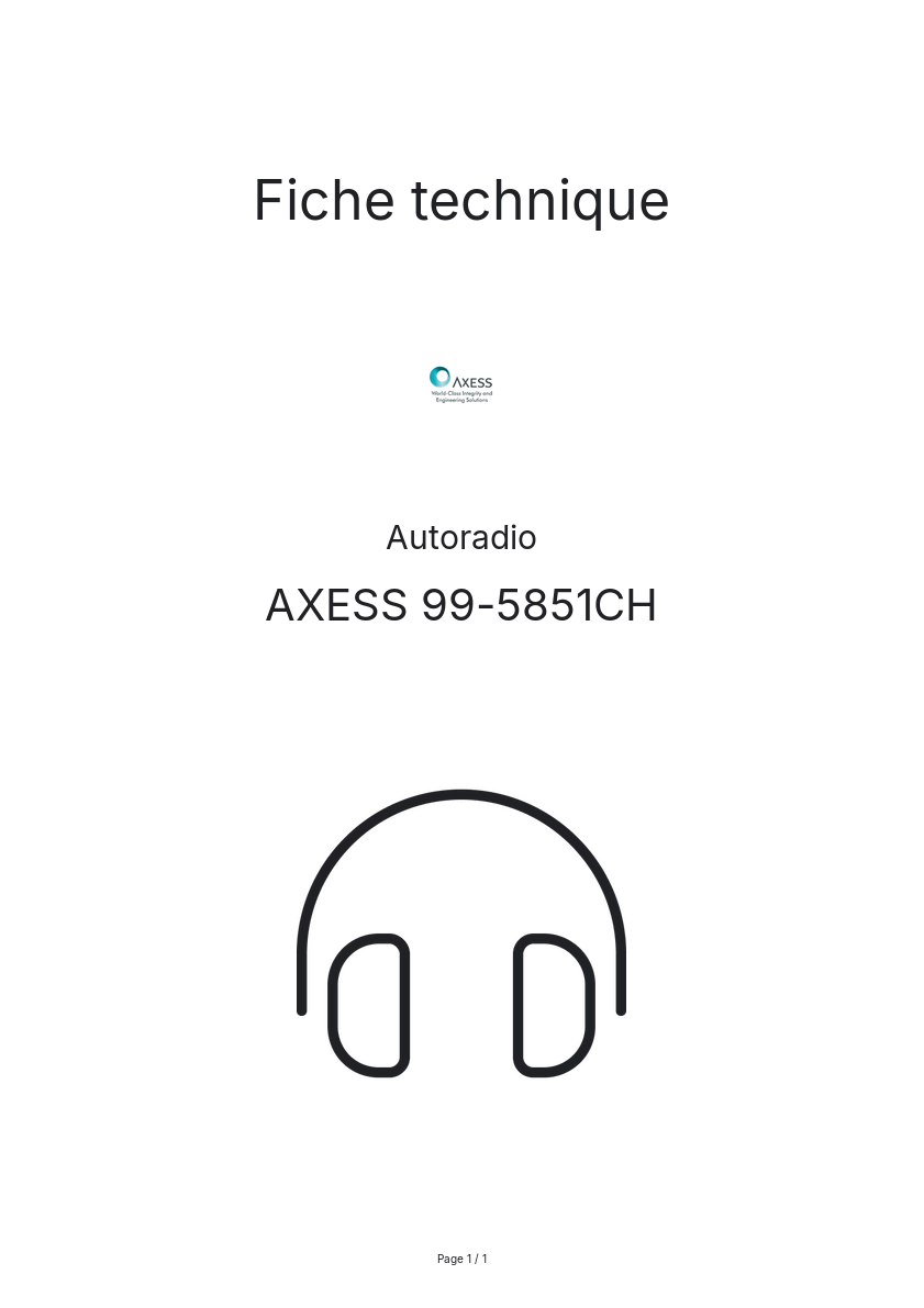Page n°1 - Fiche technique AXESS 99-5851CH