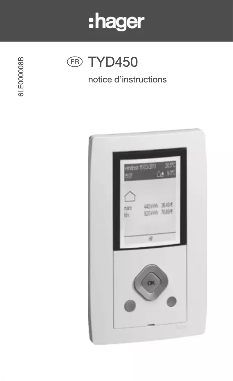 Page 1 de la notice Manuel utilisateur Hager TYD450