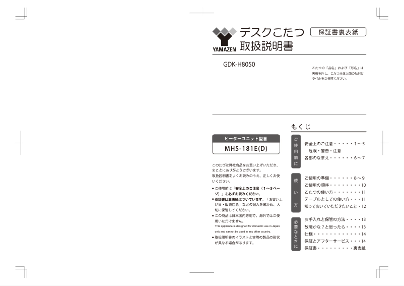 Image de la première page du manuel de l'appareil GDK-H8050