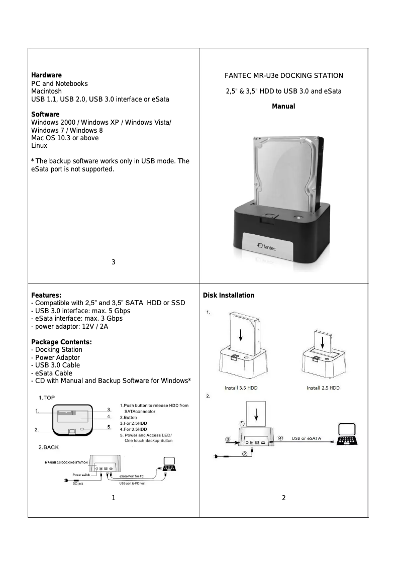 Image de la première page du manuel de l'appareil MR-U3e