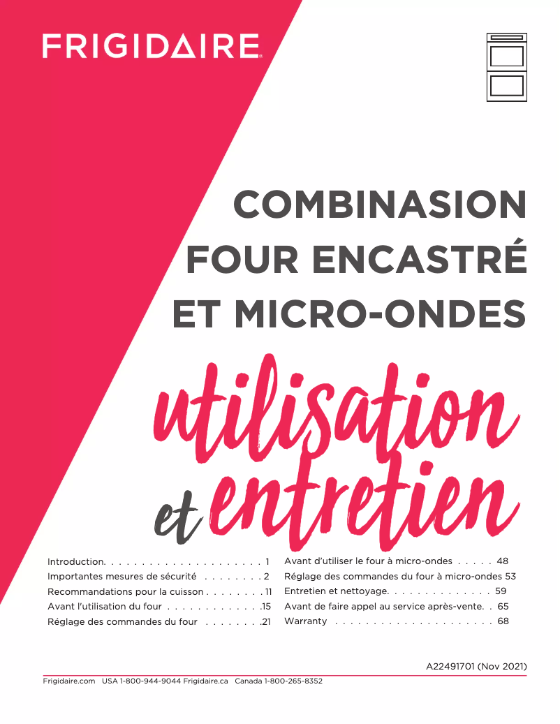 Page 1 de la notice Manuel utilisateur Frigidaire GCWM3067AD