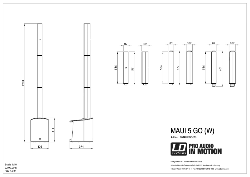 Página 1 del manual Ficha técnica LD Systems Maui 5 Go