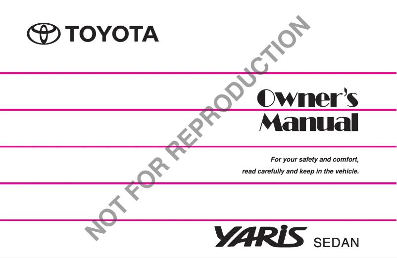 Image de la première page du manuel de l'appareil Yaris Sedan (2014)