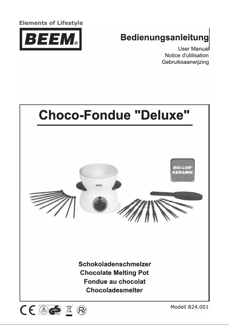 Página 1 del manual Manual de usuario BEEM Choco-Fondue Deluxe B24.001