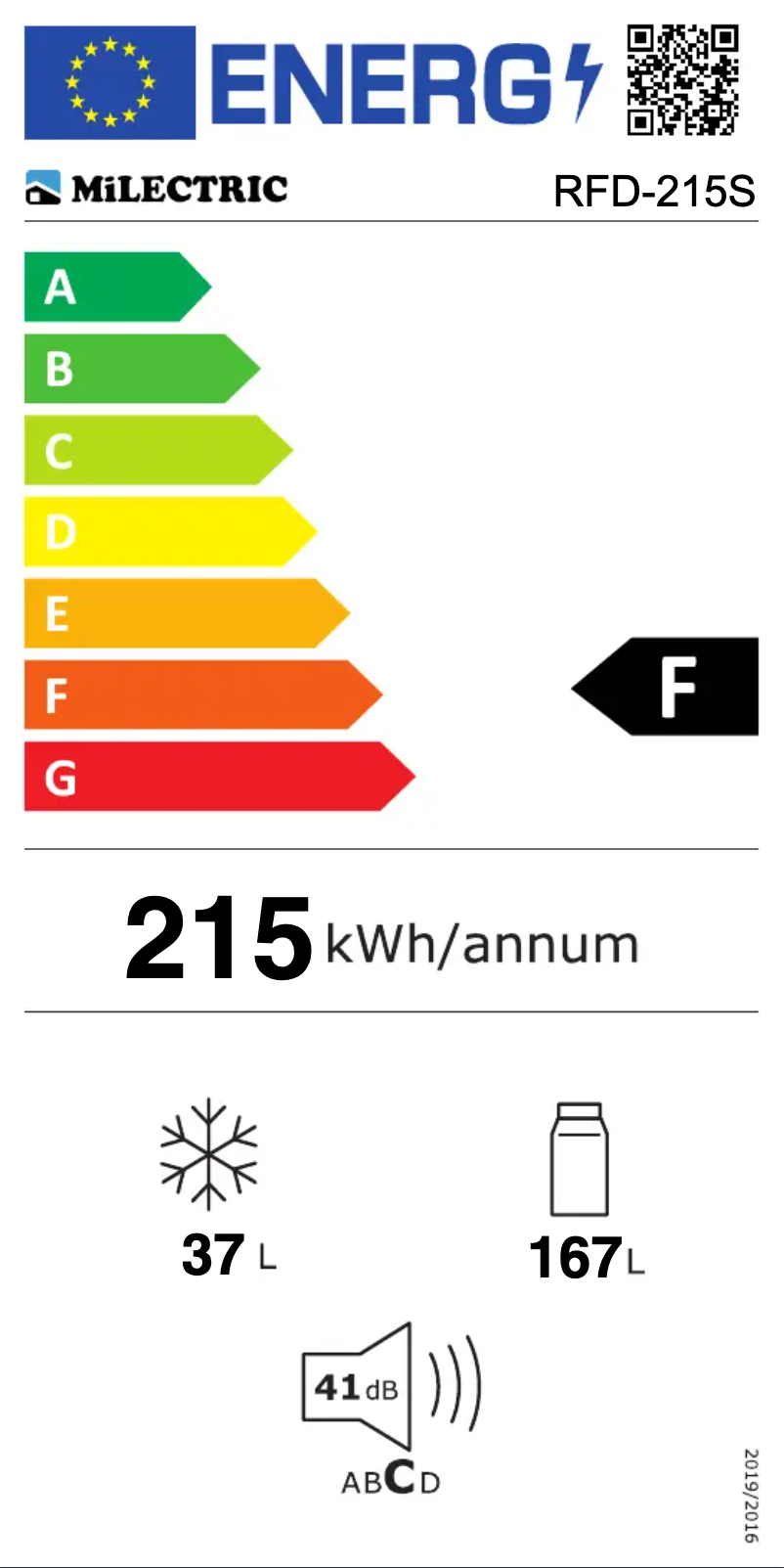 Page n°1 - Label énergétique Milectric RFD-215S