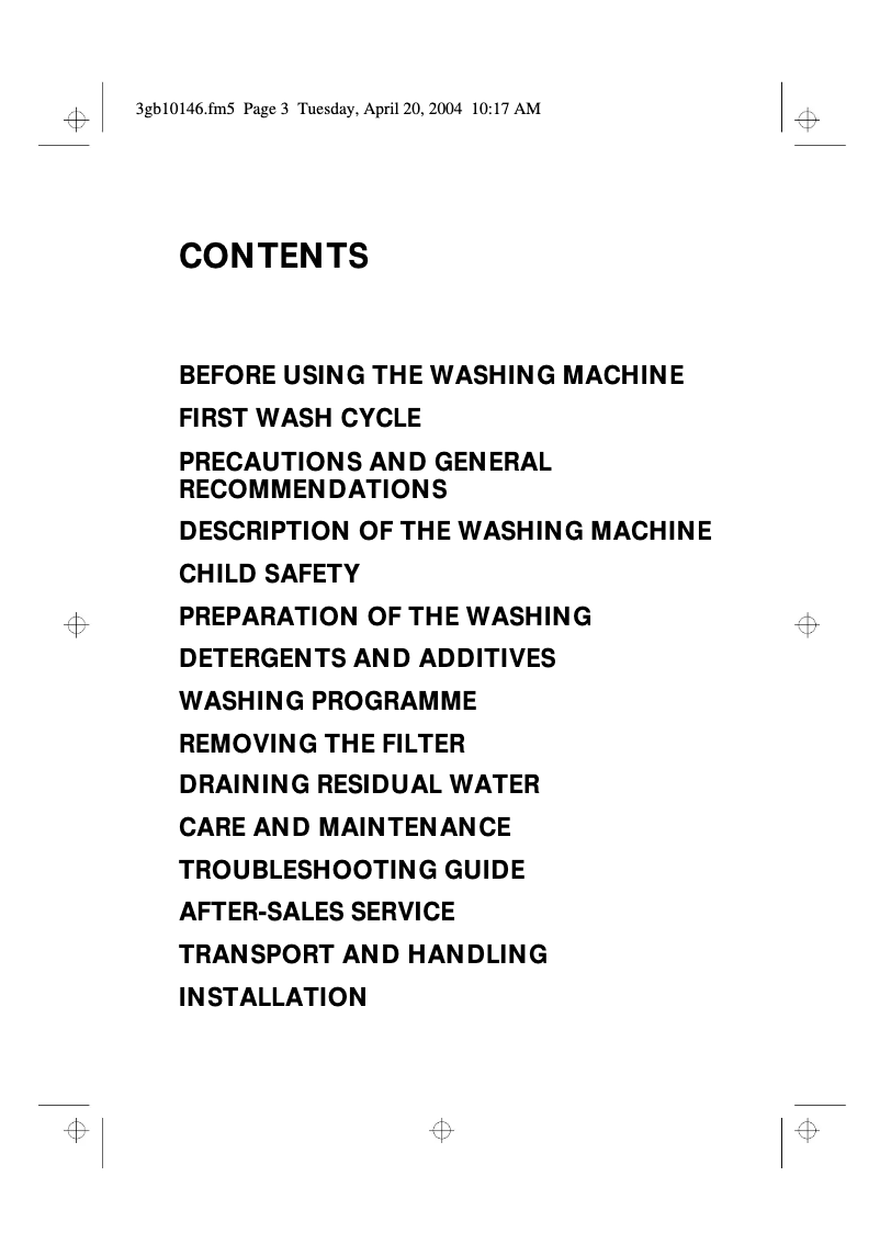 Page 1 de la notice Manuel utilisateur Whirlpool AWM 043