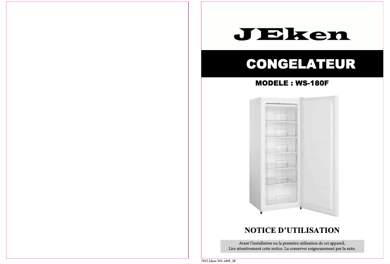 Page n°1 - Manuel utilisateur Jeken WS-180F