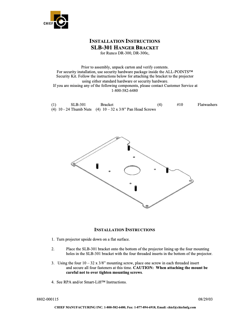 Page n°1 - Manuel utilisateur Chief SLM301