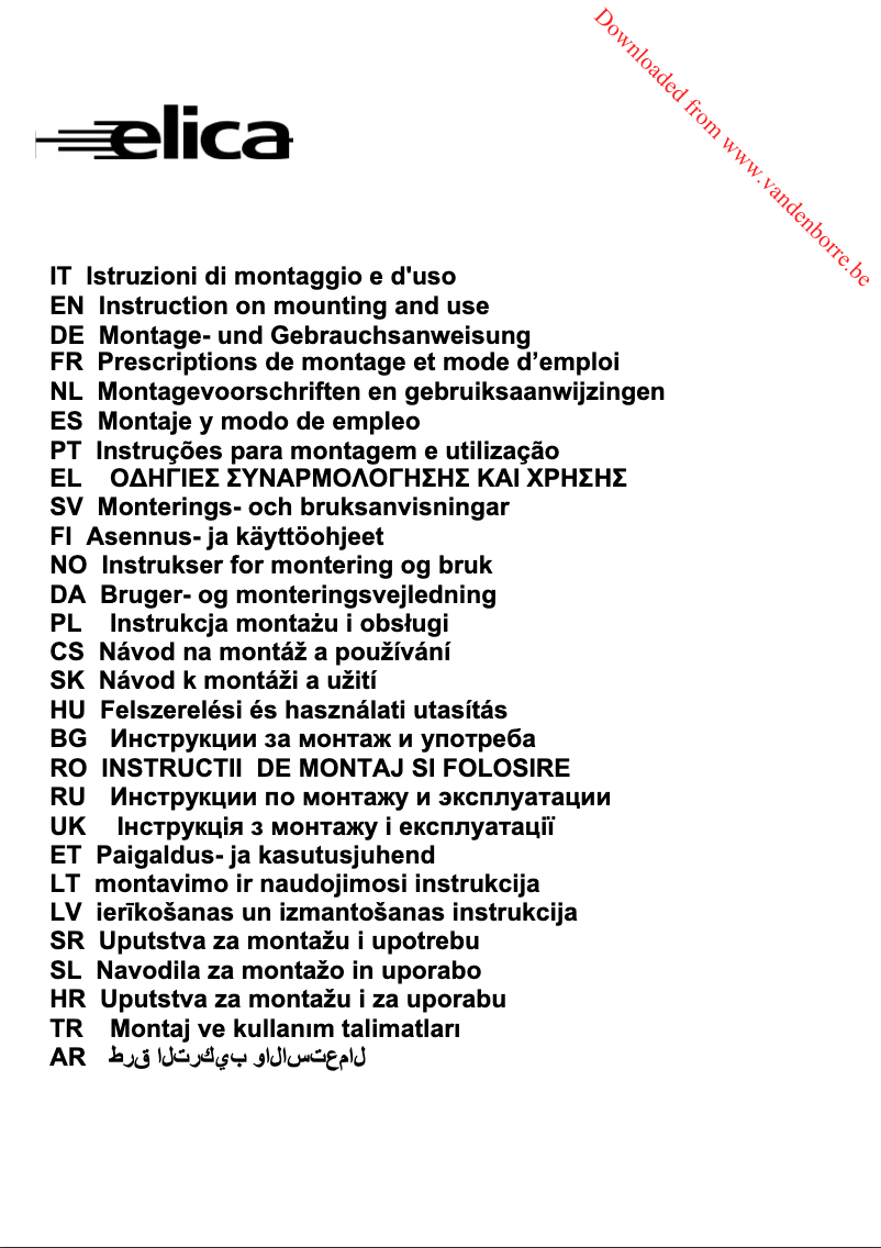 Page 1 de la notice Manuel utilisateur Elica Juno