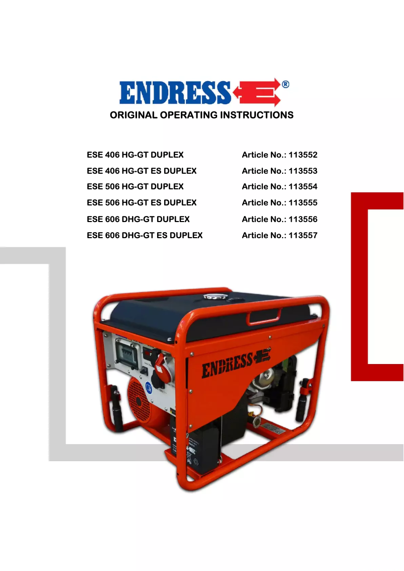 Page n°1 - Manuel utilisateur Endress ESE 406 HG-GT DUPLEX