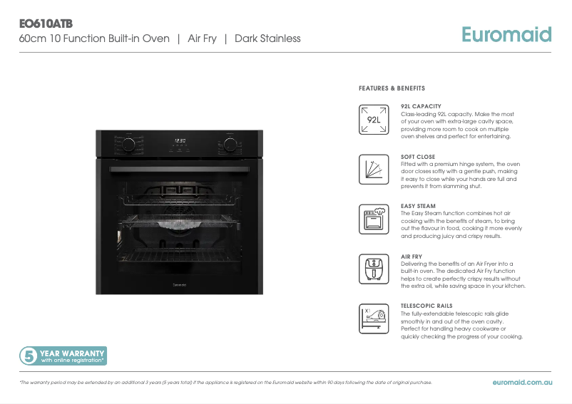 Page 1 de la notice Fiche technique Euromaid EO610ATB