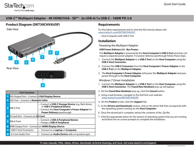 Page n°1 - Manuel utilisateur StarTech.com DKT30CHVAUSP