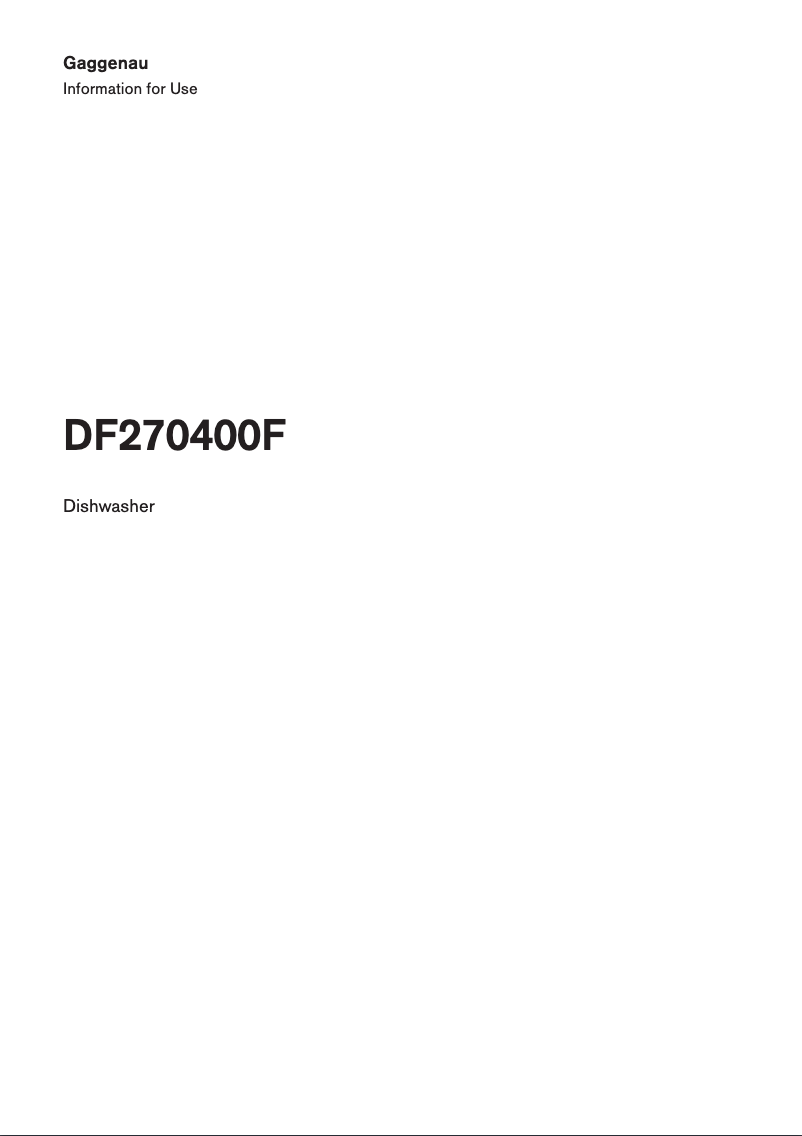 Page n°1 - Manuel utilisateur Gaggenau DF270400F