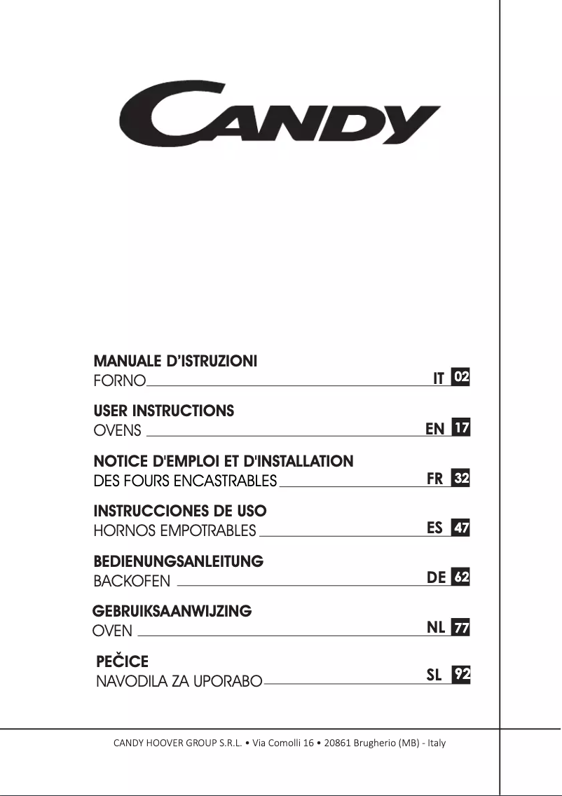 Page n°1 - Manuel utilisateur Candy FCT686NR