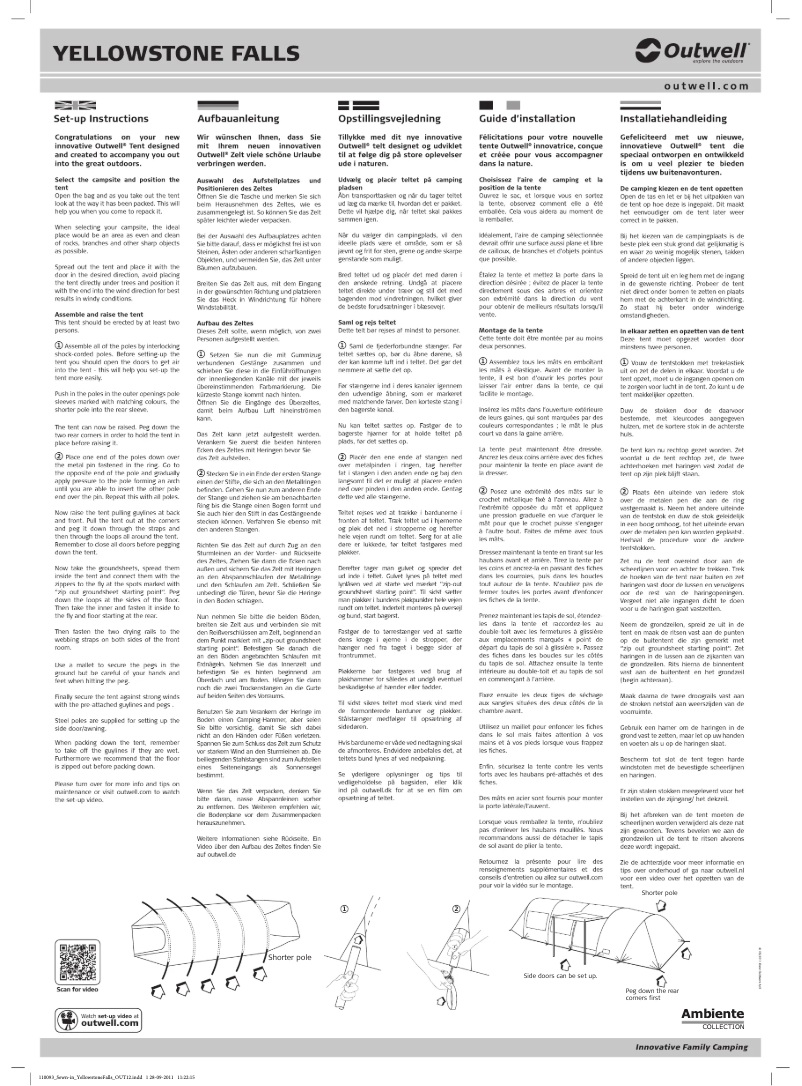 Image de la première page du manuel de l'appareil Ambiente Yellowstone Falls