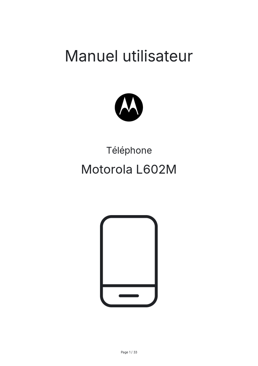 Page n°1 - Manuel utilisateur Motorola L602M