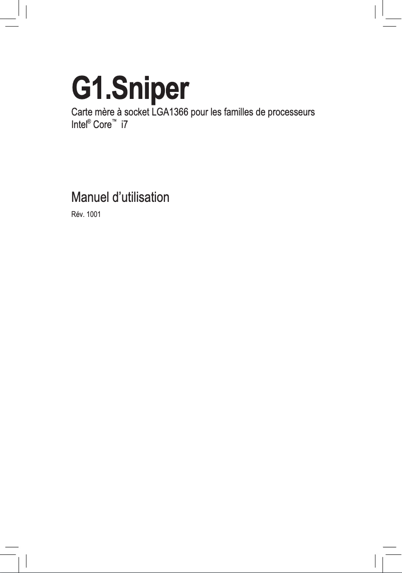 Page 1 de la notice Manuel utilisateur Gigabyte G1.SNIPER