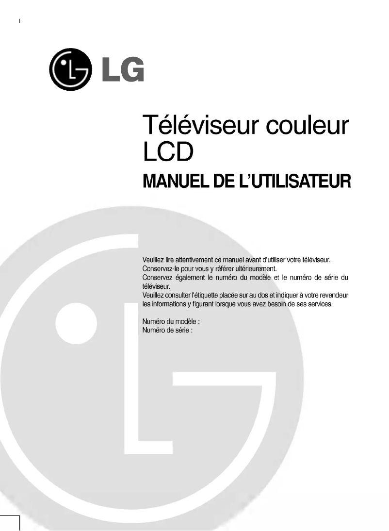 Page n°1 - Manuel utilisateur LG RZ-42LZ30