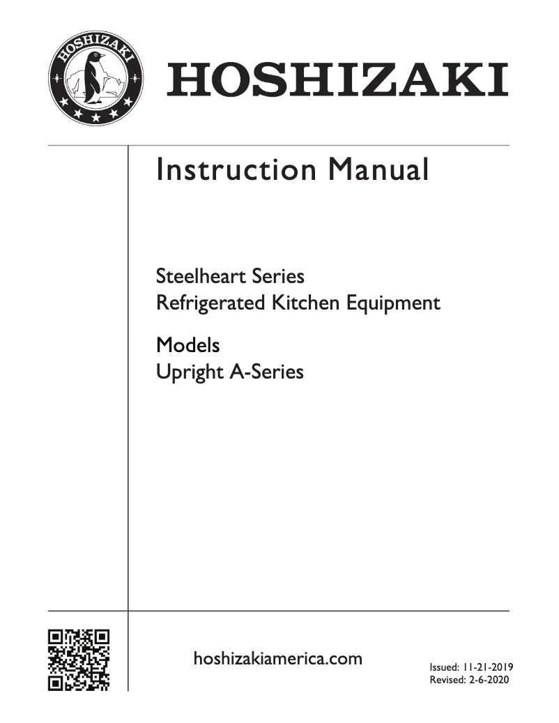 Page 1 de la notice Manuel utilisateur Hoshizaki PT1A-HS-HS
