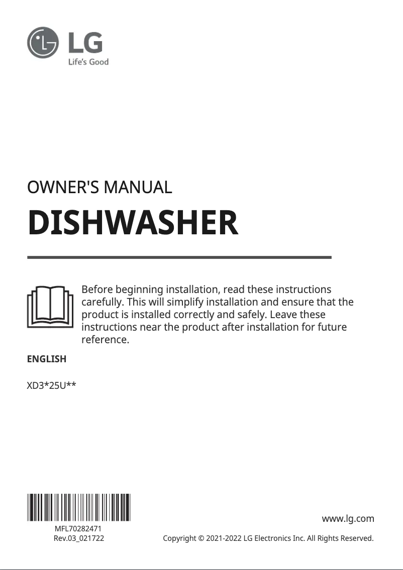 Page 1 de la notice Manuel utilisateur LG XD3A25UMB