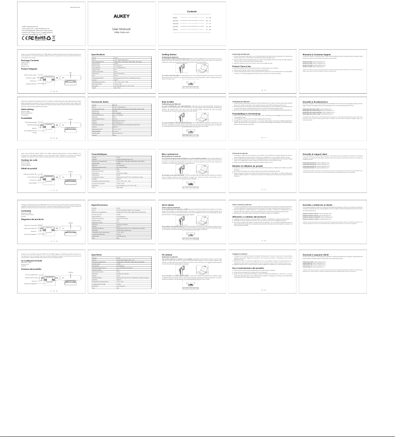 Page 1 de la notice Manuel utilisateur Aukey PC-W1