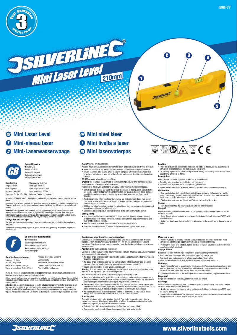 Page 1 de la notice Manuel utilisateur Silverline 598477