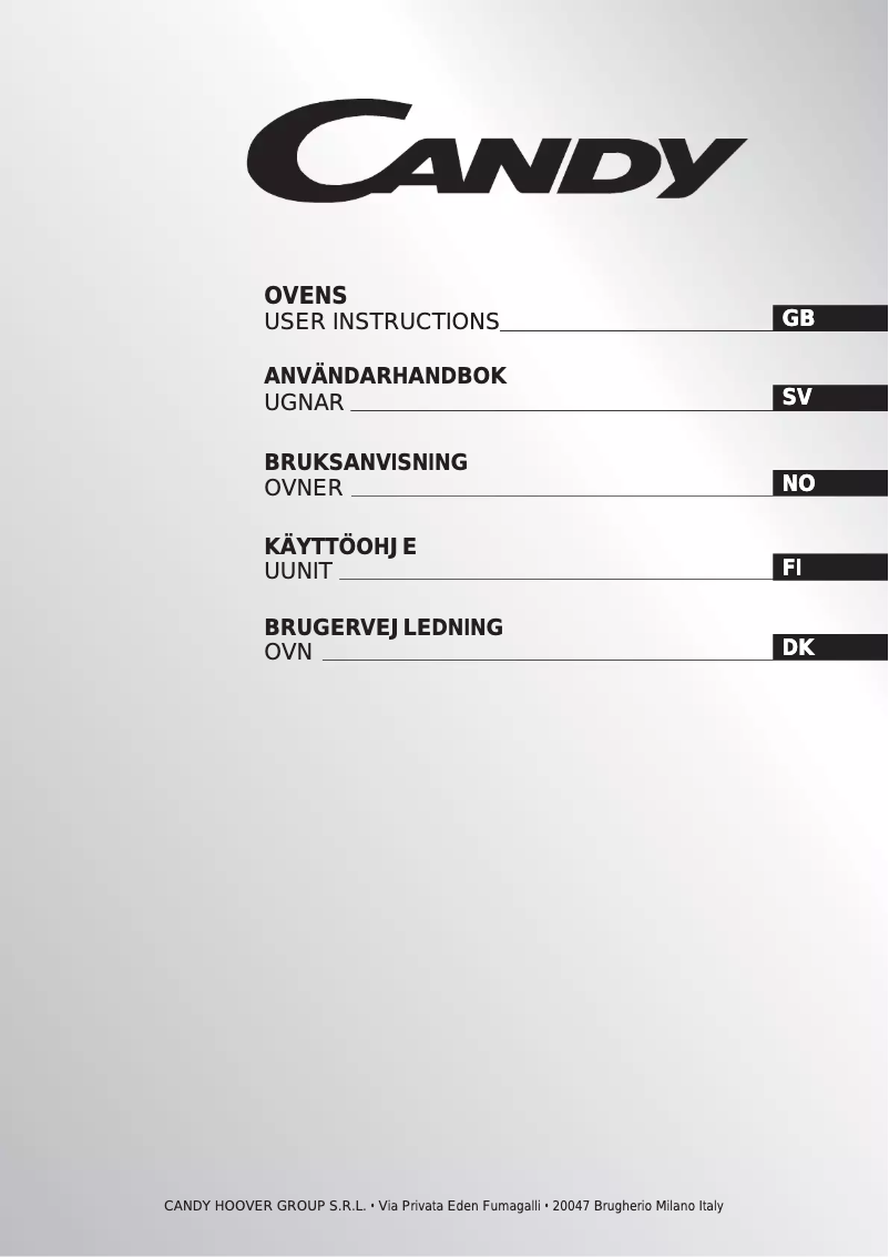 Page n°1 - Manuel utilisateur Candy FXP6091X