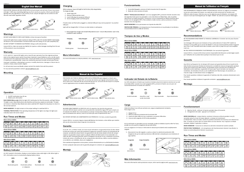 Página 1 del manual Manual de usuario Lezyne Micro Drive 600XL
