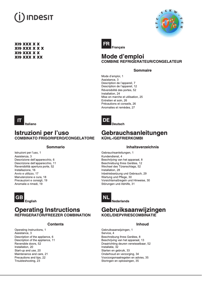 Imagen de la primera página del manual del dispositivo XI9 T2O X MB