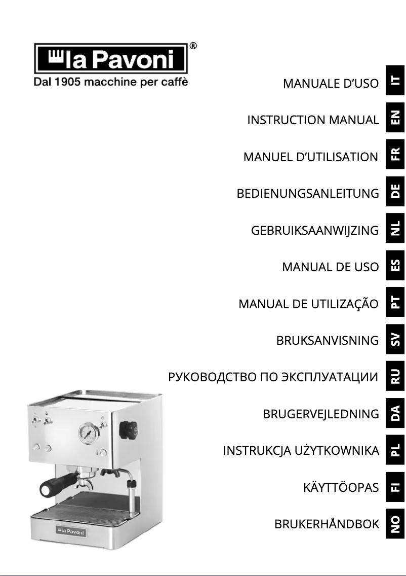 Page 1 de la notice Manuel utilisateur la Pavoni New Casa Bar