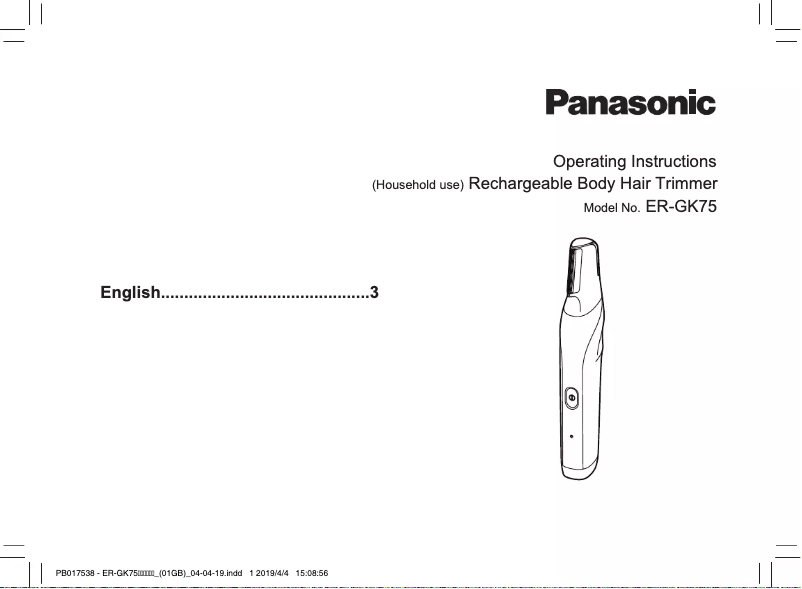 Page 1 de la notice Manuel utilisateur Panasonic ER-GK75