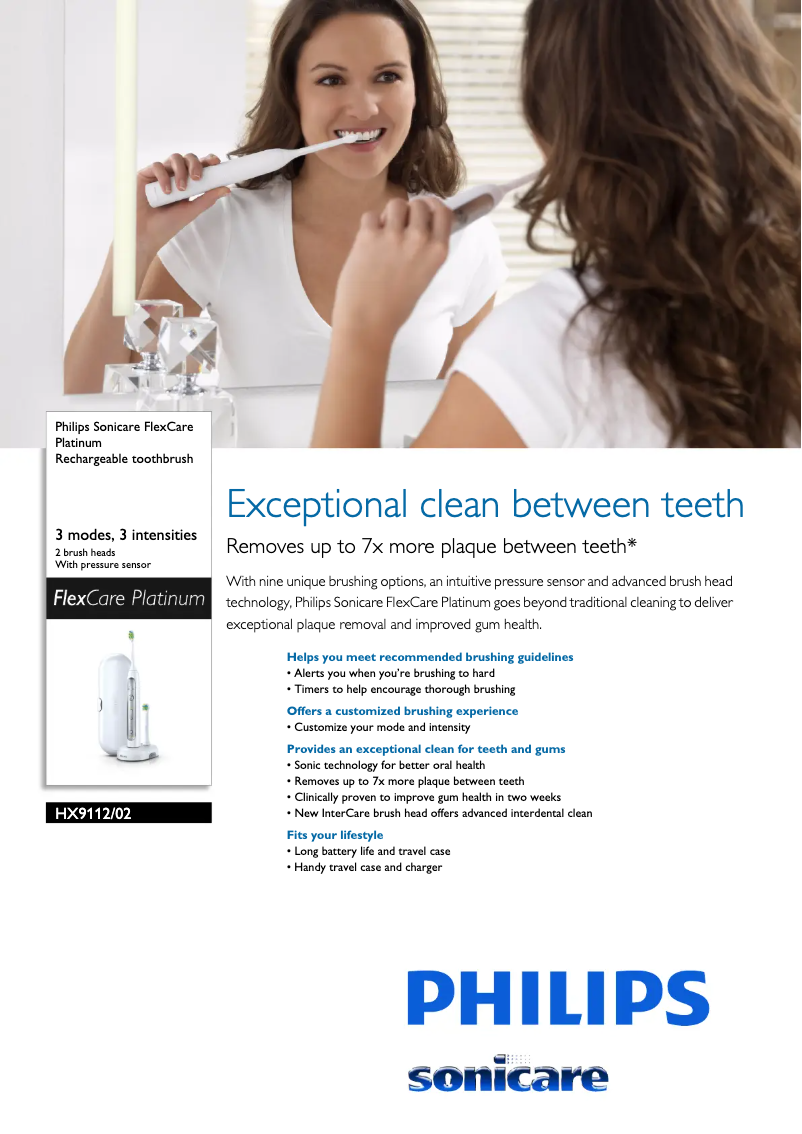 Imagen de la primera página del manual del dispositivo Sonicare FlexCare Platinum HX9112